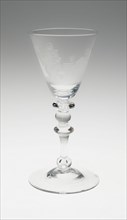 Wineglass with Tribunal Scene, Netherlands, 1750/1800. Creator: Unknown.