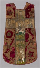 Chasuble Front with Orphrey Cross, Florence, Chasuble: 15th century; Orphrey Cross: 1401/50. Creator: Unknown.