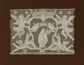 Fragment (Flounce depicting Mary, Queen of Heaven), Italy, 1725/75. Creator: Unknown.