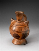 Single-Handled Pedestal Jar with Geometric Motifs and Appliques on Shoulders, A.D. 1000/1470. Creator: Unknown.