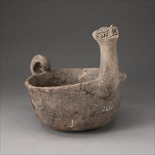 Bowl in the Shape of Underwater Serpent with Upturned Neck and Coiled Tail, A.D. 1000/1400. Creator: Unknown.