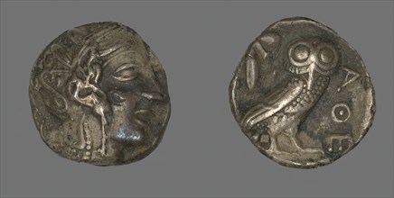 Tetradrachm (Coin) Depicting the Goddess Athena, 490-322 BCE. Creator: Unknown.