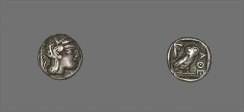 Drachm (Coin) Depicting the Goddess Athena, about 490 BCE. Creator: Unknown.