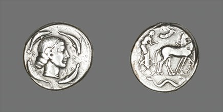 Tetradrachm (Coin) Depicting Arethusa, 474-450 BCE. Creator: Unknown.