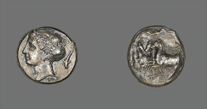 Tetradrachm (Coin) Depicting the Nymph Arethusa, 413-399 BCE. Creator: Unknown.