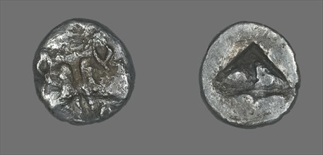 Coin Depicting Two Calves Heads, 550-440 BCE. Creator: Unknown.