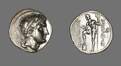 Tetradrachm (Coin) Portraying Demetrios I of Macedonia, 289-288 BCE. Creator: Unknown.