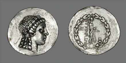Tetradrachm (Coin) Depicting the God Apollo Gryneios, 189 BCE or later. Creator: Unknown.