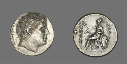 Tetradrachm (Coin) Portraying Philetairos of Pergamon, 241-197 BCE, Issued by Attalos I..., 282-263  Creator: Unknown.