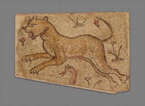 Leaping Feline in Floral Field, 4th-5th century. Creator: Unknown.