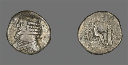 Tetradrachm (Coin) Portraying King Phraates IV, 38-3 BCE. Creator: Unknown.