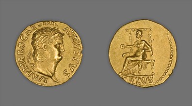 Aureus (Coin) Portraying Emperor Nero, 66 (December)-67 (December), issued by Nero. Creator: Unknown.