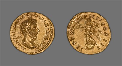 Aureus (Coin) Portraying Emperor Marcus Aurelius, 167 (December)-168 (December), issued by Marcus... Creator: Unknown.