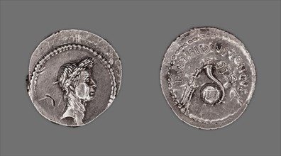 Denarius (Coin) Portraying Julius Caesar, 42 BCE, issued by L. Mussidius Longus. Creator: Unknown.