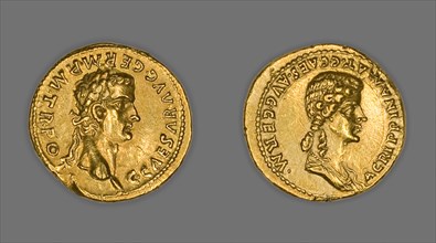 Aureus (Coin) Portraying Emperor Caligula, 37-38 CE, issued by Caligula. Creator: Unknown.