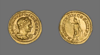 Aureus (Coin) Portraying Emperor Caracalla, 216, issued by Caracalla. Creator: Unknown.
