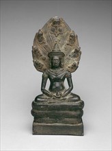 Buddha Enthroned on a Serpent (Naga), Angkor period, early 13th century. Creator: Unknown.
