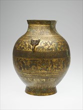 Jar (Hu), Jar: Han dynasty (206 BC-220 AD); decoration: 20th century. Creator: Unknown.