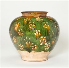 Ovoid Jar with Blossom-Like Spotting, Tang dynasty (618-906), first half of 8th century. Creator: Unknown.