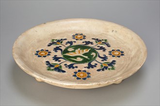 Tripod Dish with Flying Goose, Stylized Flowers and Vines, Tang dynasty (618-907). Creator: Unknown.