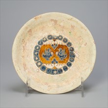 Dish with Two Birds Encircled by Beaded Roundels, Tang dynasty (618-907). Creator: Unknown.