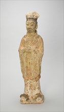 Standing Court Official, Style of Tang Dynasty (618-907) with later painted detail. Creator: Unknown.