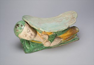 Pillow with Boy Supporting a Cloud-Shaped Headrest, Jin dynasty (1115-1234). Creator: Unknown.
