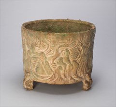 Tripod Cylindrical Jar (Lian or Zun) with Creatures Amid Hills..., Eastern Han dynasty (A.D. 25-220) Creator: Unknown.