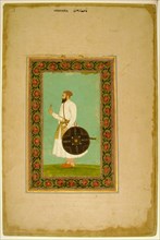 Album Page with a Portrait of Namdar Khan (SideA) and Calligraphic Specimens (SideB), late 17th... Creator: Unknown.
