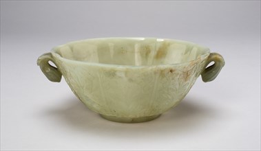 Lobed Lotus-Petal Bowl with Foliate Handles, 18th century. Creator: Unknown.