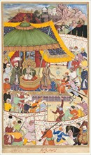 The Young Emperor Akbar Arrests the Insolent Shah Abu’l-Maali, page from a..., c1590/95. Creator: Unknown.