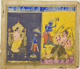 Krishna's Fifth and Sixth Avatars, page from a copy of the Gitagovinda of Jayaveda, late 17th cent. Creator: Unknown.