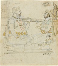 Two Rajput Noblemen with a Child, late 18th century. Creator: Unknown.