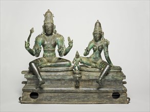 God Shiva and Goddess Uma Seated with their Son, Skanda (Somaskanda), about 1400. Creator: Unknown.