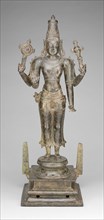Four-Armed God Vishnu Holding Discus and Conch, Vijayanagar period, 15th century. Creator: Unknown.