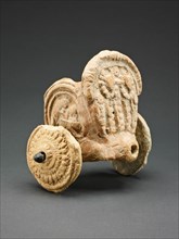 Toy Cart with Lion Charging a Warrior on the Side and Wheels with Lotus Motifs, 1st century B.C. Creator: Unknown.