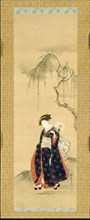 Beauty Beneath a Willow Tree, Edo period, c. 1780. Creator: Isoda Koryusai.