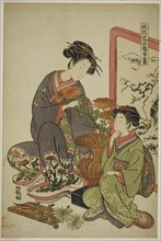 The Ninth Month (Choyo), from the series "A Fashionable Parody of the Five..., c. 1776/81. Creator: Isoda Koryusai.