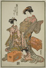 Oshu of the Yamaguchiya, from the series "Models for Fashion: New Designs as..., c. 1777/78. Creator: Isoda Koryusai.