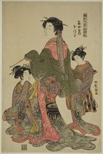 Tamazusa of Iedaya, from the series "Models for Fashion: New Designs as Fresh as..., c. 1776. Creator: Isoda Koryusai.