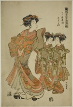 Chozan of the Chojiya, from the series "Models for Fashion: New Designs as Fresh..., c. 1776. Creator: Isoda Koryusai.