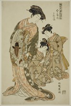 Ukifune of the Kanaya, from the series "Models for Fashion: New Designs as Fresh as..., c. 1776. Creator: Isoda Koryusai.