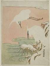 Two Egrets in the Snow, c. 1773. Creator: Isoda Koryusai.