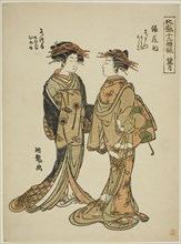 The Tenth Month (Kannazuki): Wakamatsu and Wakatsuru of the Tawaraya..., c. 1776/81. Creator: Isoda Koryusai.