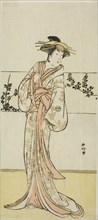 The Actor Segawa Kikunojo III, Possibly as the Courtesan Kojoro of Hakata, in the Play..., c. 1785. Creator: Katsukawa Shunko.