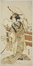 The Actor Yoshizawa Ayame IV as Yadorigi, the Sister of Nikaido Shinanosuke, Disguised..., c. 1778. Creator: Katsukawa Shunko.