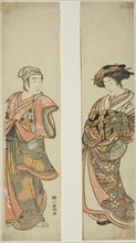 The Actor Nakamura Tomijuro I as a courtesan (right) and Sawamura Sojuro III as..., c 1779. Creator: Katsukawa Shunko.