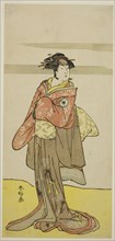The Actor Iwai Hanshiro IV as Hitomaru Disguised as the Geisha Oshun in the Play Edo..., c. 1783. Creator: Katsukawa Shunko.