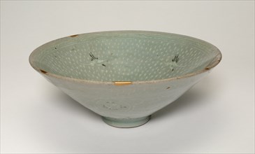 Bowl with Cranes and Chrysanthemum Flower Heads, Korea, Goryeo dynasty, late 14th century. Creator: Unknown.