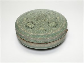 Covered Cosmetic Box with Chrysanthemum Flower Heads, Korea, Goryeo dynasty, late 13th century. Creator: Unknown.